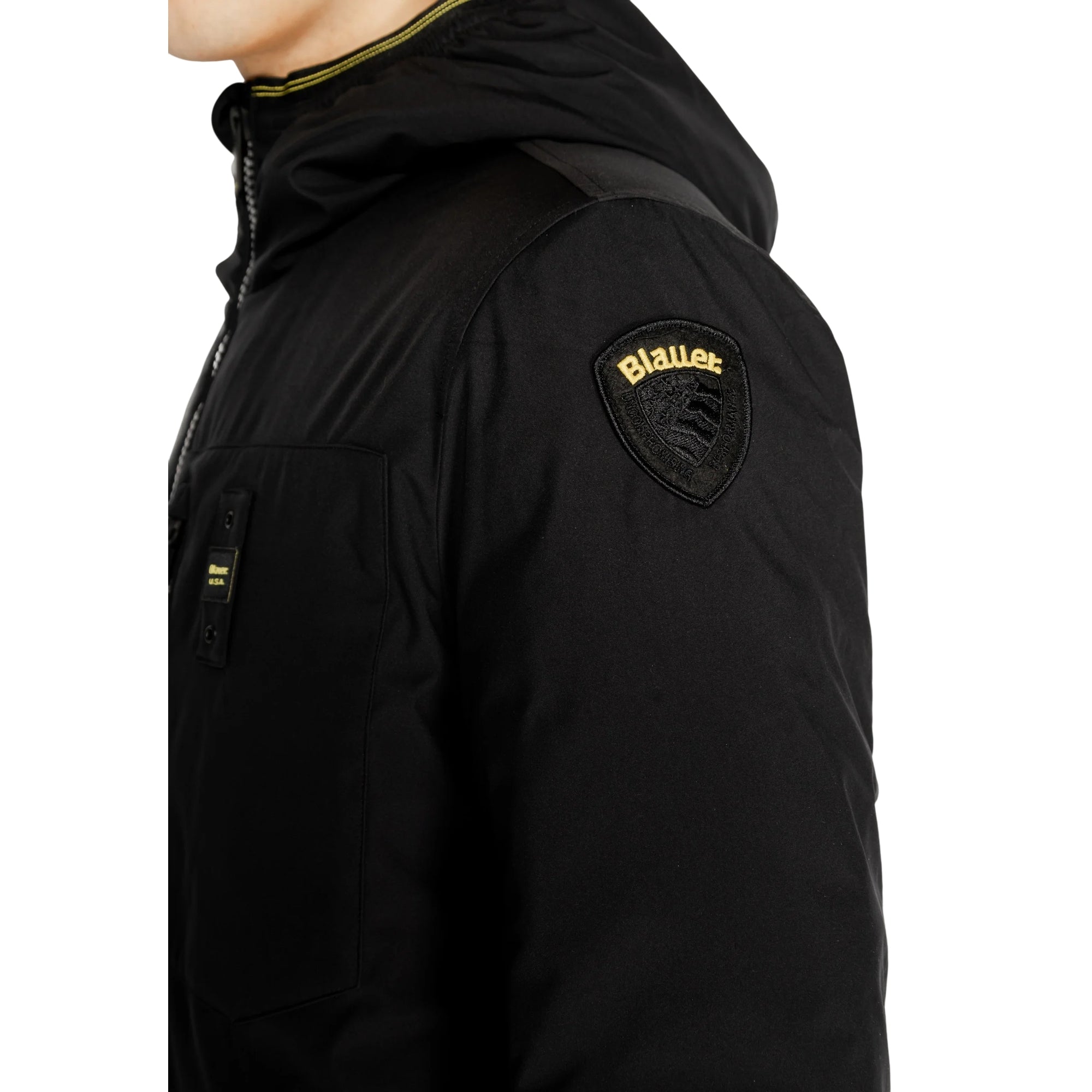 Piumino Uomo Derry in neoprene con taschino Nero dettaglio