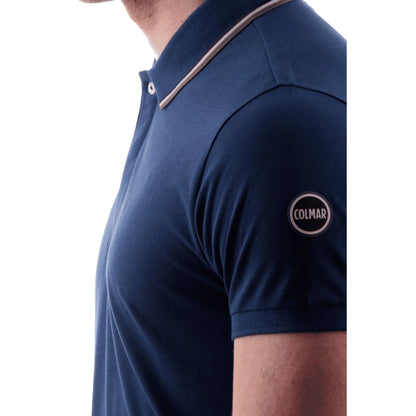 COLMAR Polo in Piqué di Cotone Blu da Uomo