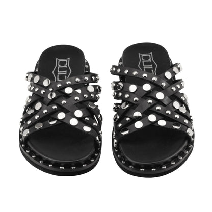 CULT Sandali Roshelle in Pelle Nera con Borchie