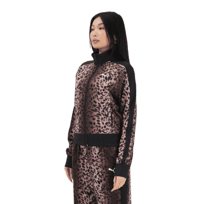 PUMA Felpa con zip T7 Leo Luxe da donna marrone e nera