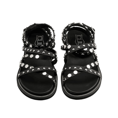 CULT Sandali Roshelle in Pelle Nera Borchiati