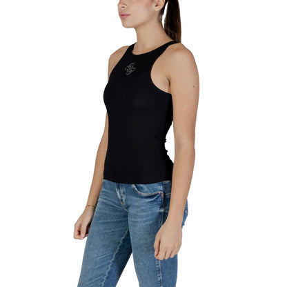 GUESS Canotta da Donna in Nero con Logo Strass