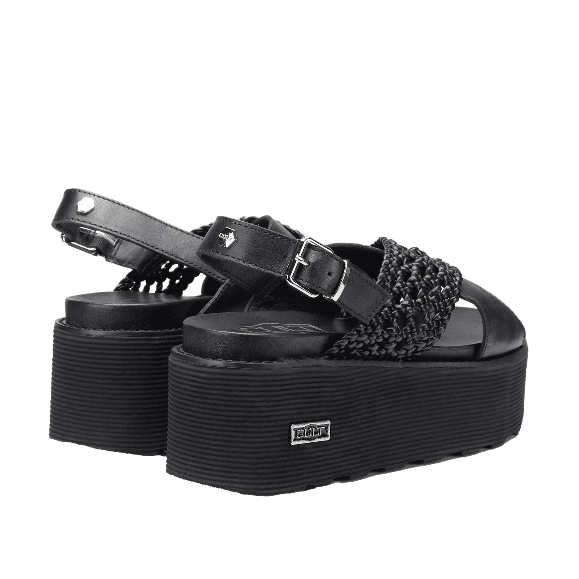 CULT Nancy Sandali Platform Pelle Nera Donna