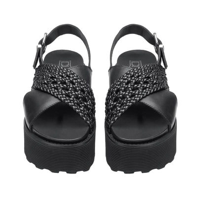CULT Nancy Sandali Platform Pelle Nera Donna