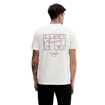 TOMMY HILFIGER Jeans T-Shirt Uomo Bianca Cotone Organico