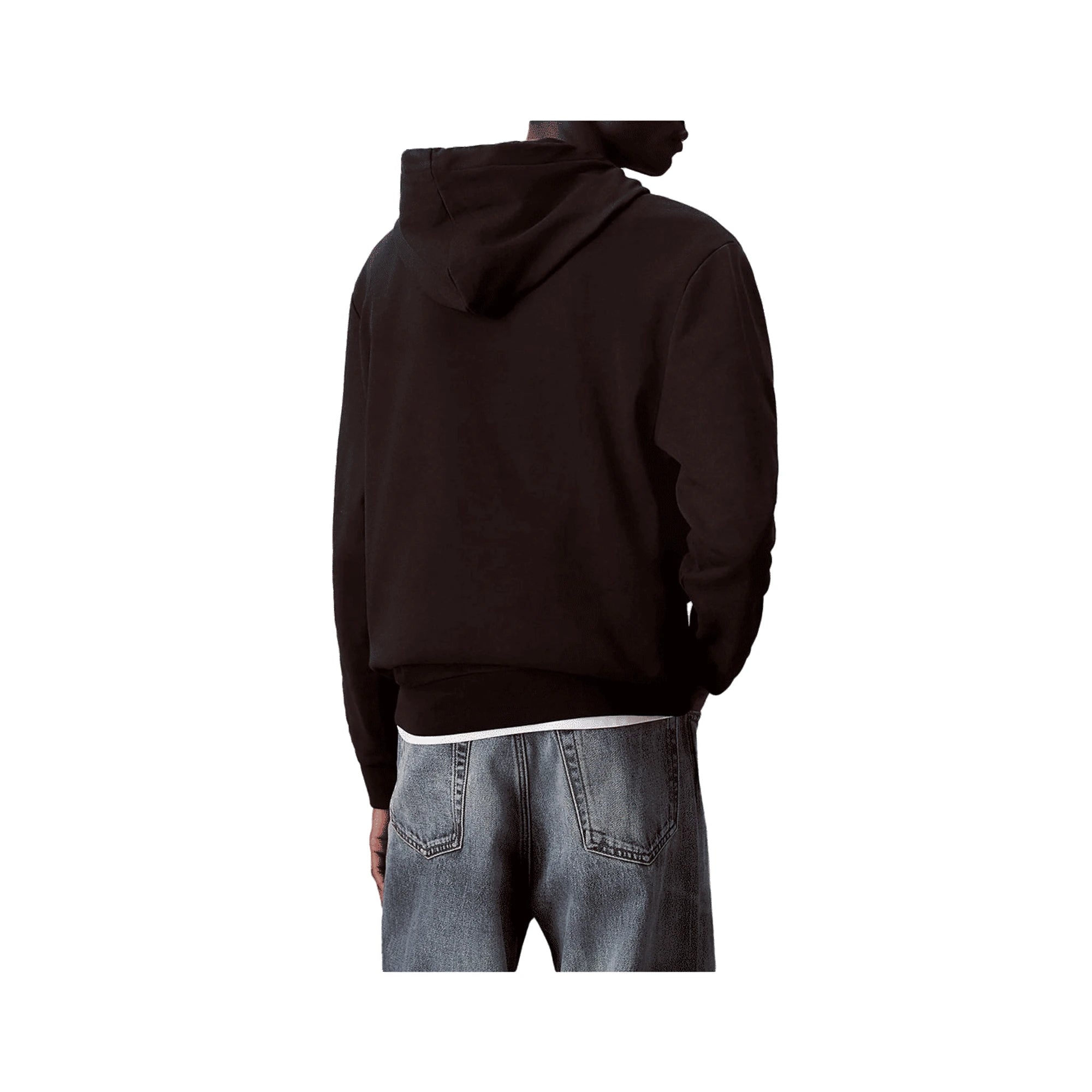 CALVIN KLEIN Felpa Nera Cotone con Logo e Cappuccio