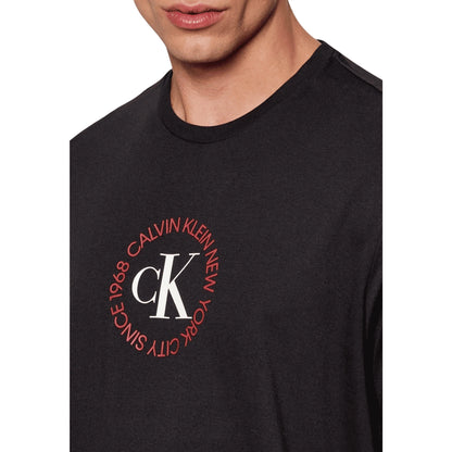 CALVIN KLEIN T-Shirt Uomo Nera Cotone Stampa Maniche Corte