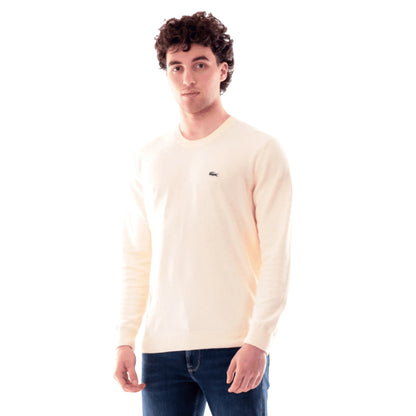 LACOSTE Maglione Uomo Giallo Vaniglia in Cotone Organico