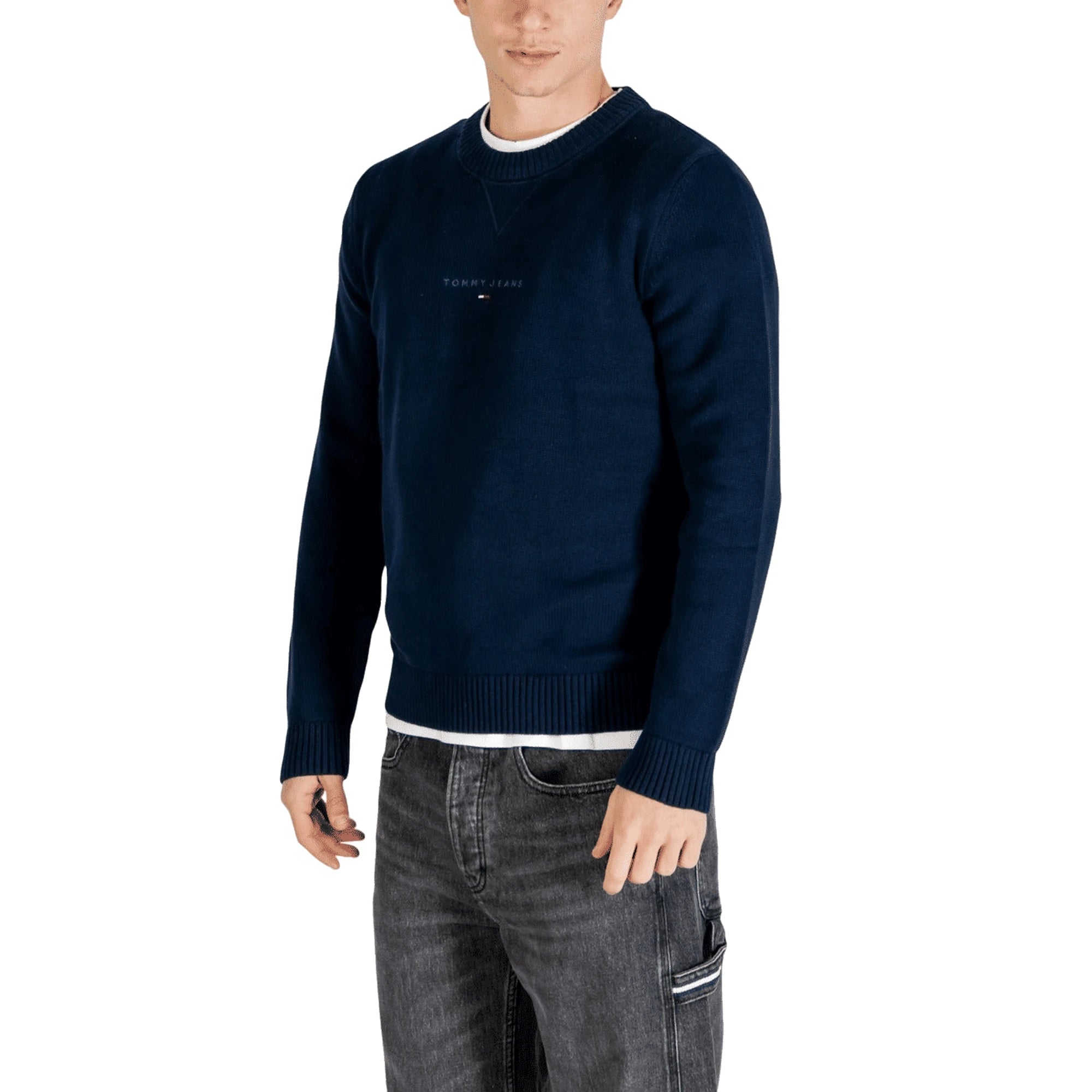 TOMMY HILFIGER Jeans Maglia Uomo Blu Cotone Organico Maniche Lunghe