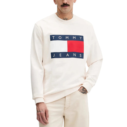 TOMMY HILFIGER JEANS Felpa Uomo Bianco Cotone Organico