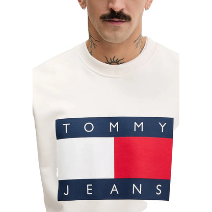TOMMY HILFIGER JEANS Felpa Uomo Bianco Cotone Organico