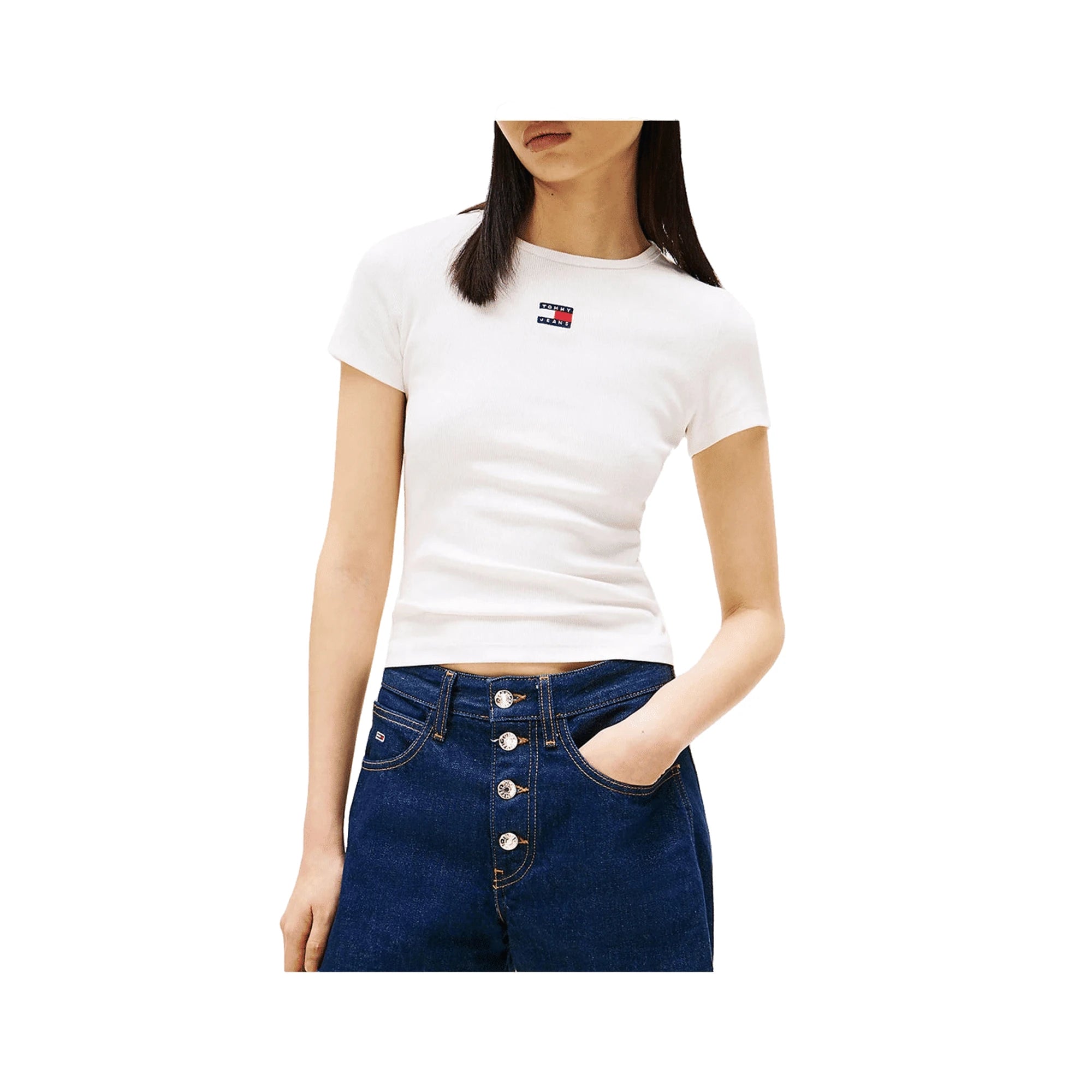 TOMMY HILFIGER T-Shirt Tjw Slim Badge Rib T Donna Bianco