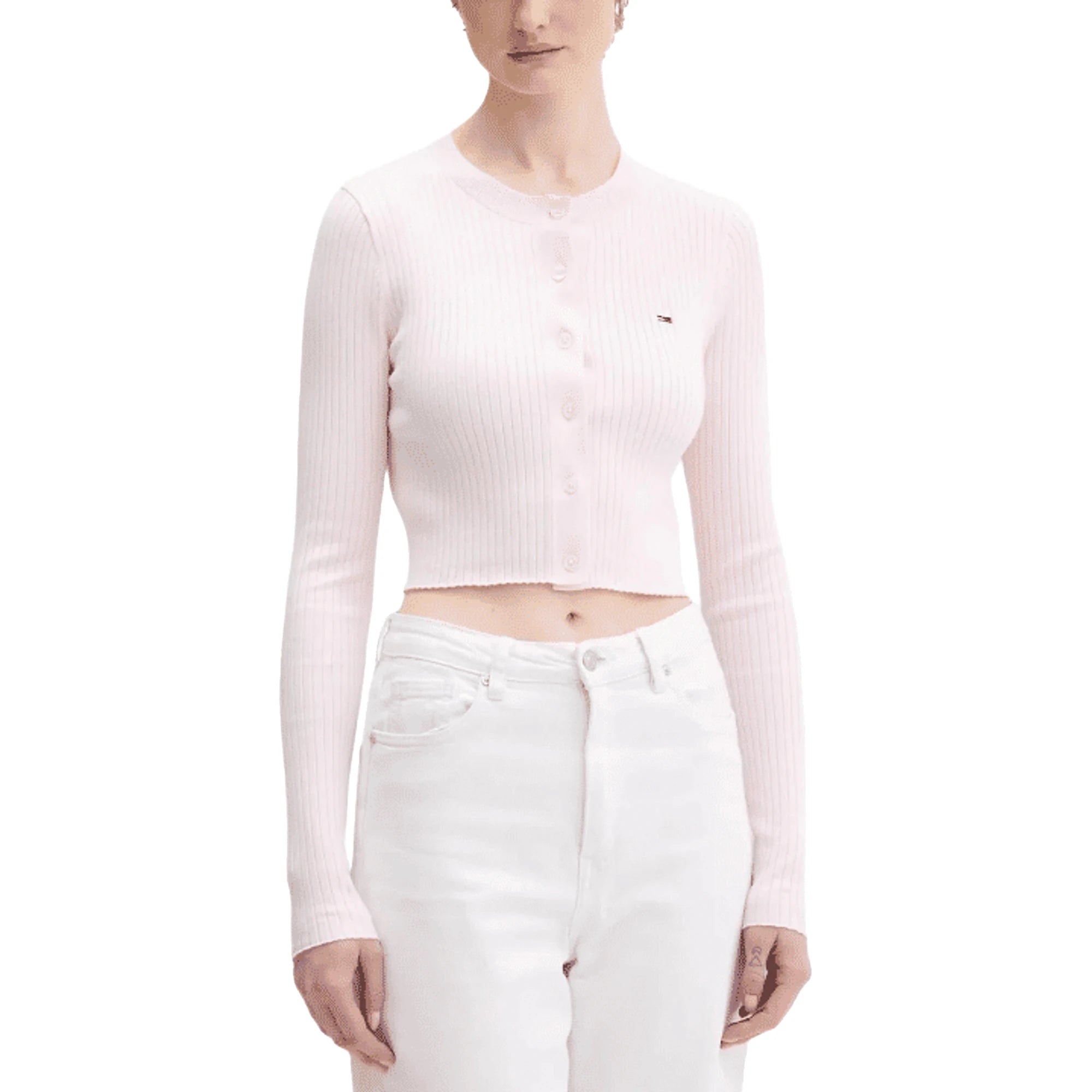 TOMMY HILFIGER JEANS Cardigan Donna Rosa Cotone Organico