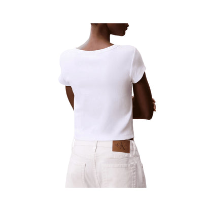 CALVIN KLEIN T-Shirt A- Woven Label 2X2 R Bianco
