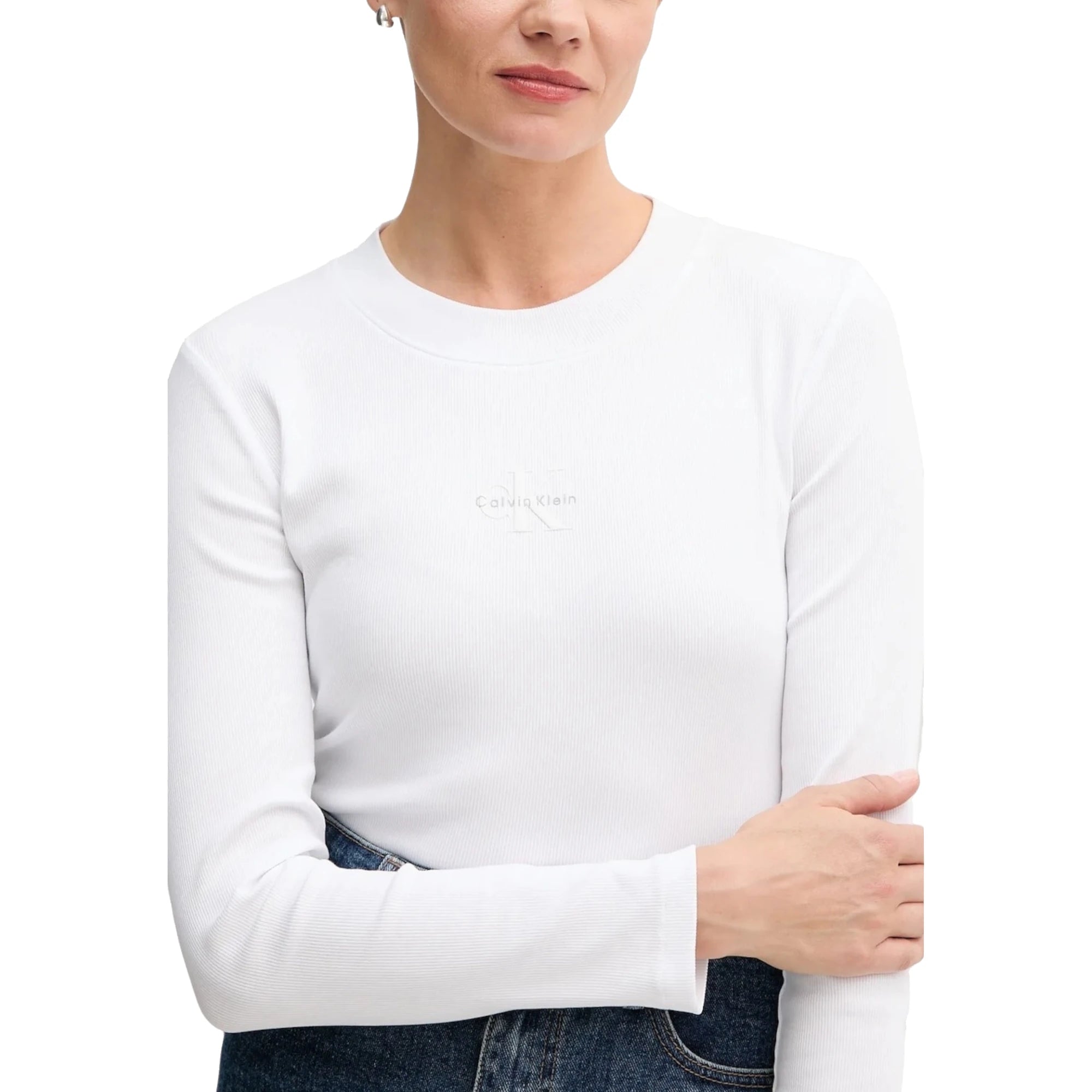 CALVIN KLEIN T-shirt Donna Monogram Baby A Manica Lunga