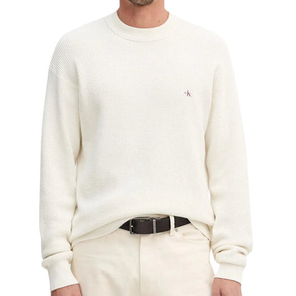 CALVIN KLEIN Maglia in Cotone Waffel Bianco