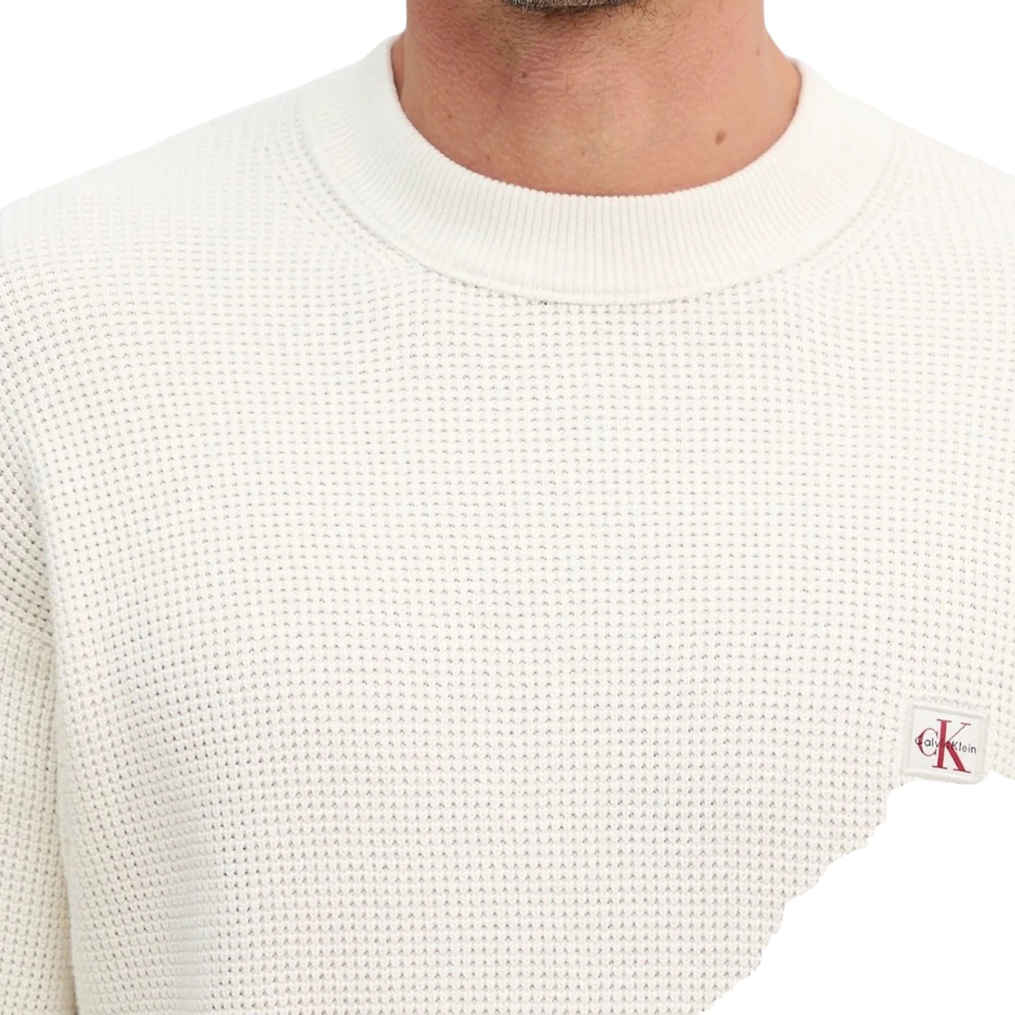 CALVIN KLEIN Maglia in Cotone Waffel Bianco