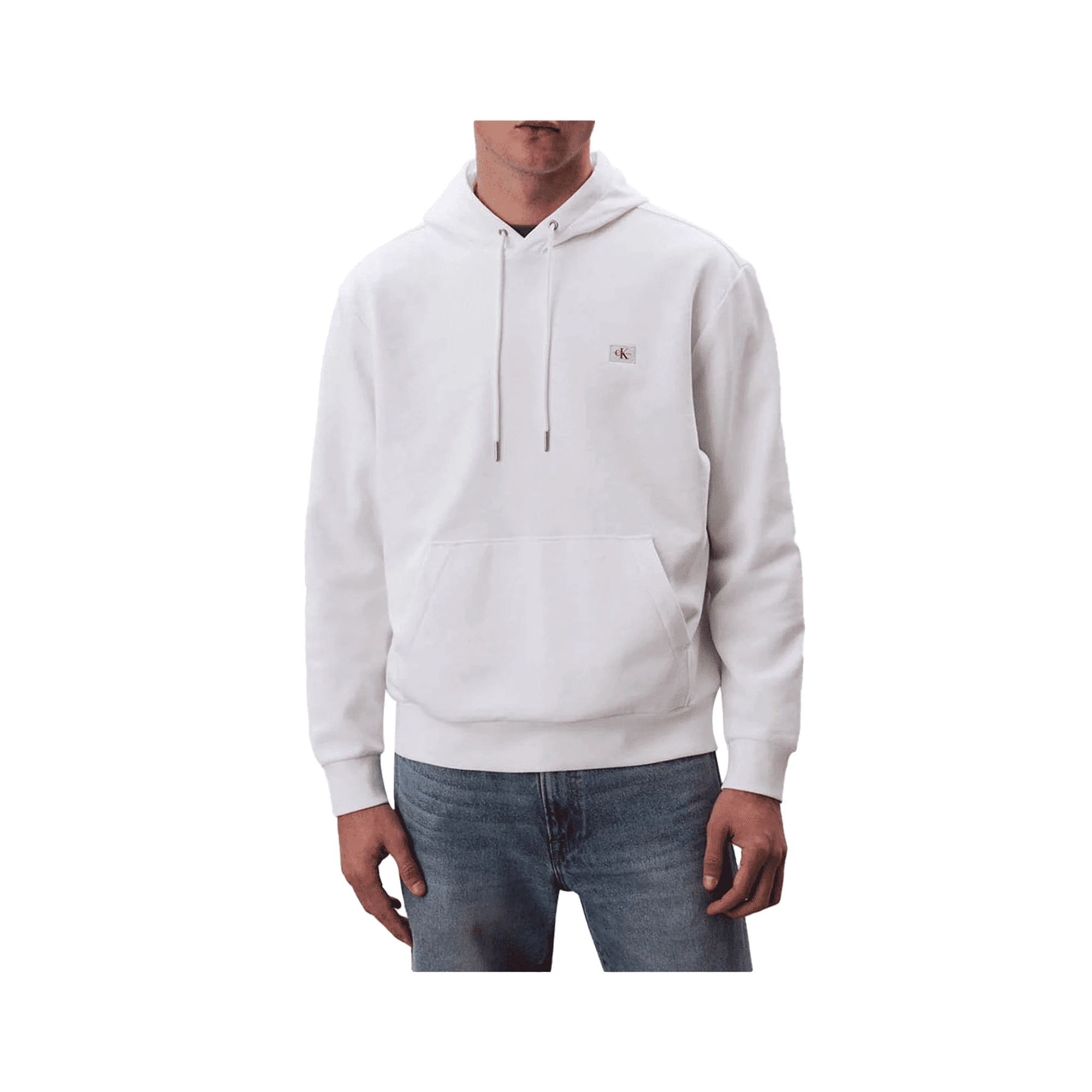 CALVIN KLEIN Felpa con Cappuccio Uomo Cotone Rigenerativo Bianco