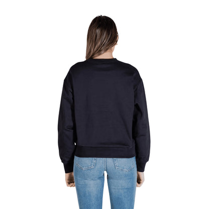 CALVIN KLEIN JEANS Felpa Donna Nera Maniche Lunghe Scollo Tondo