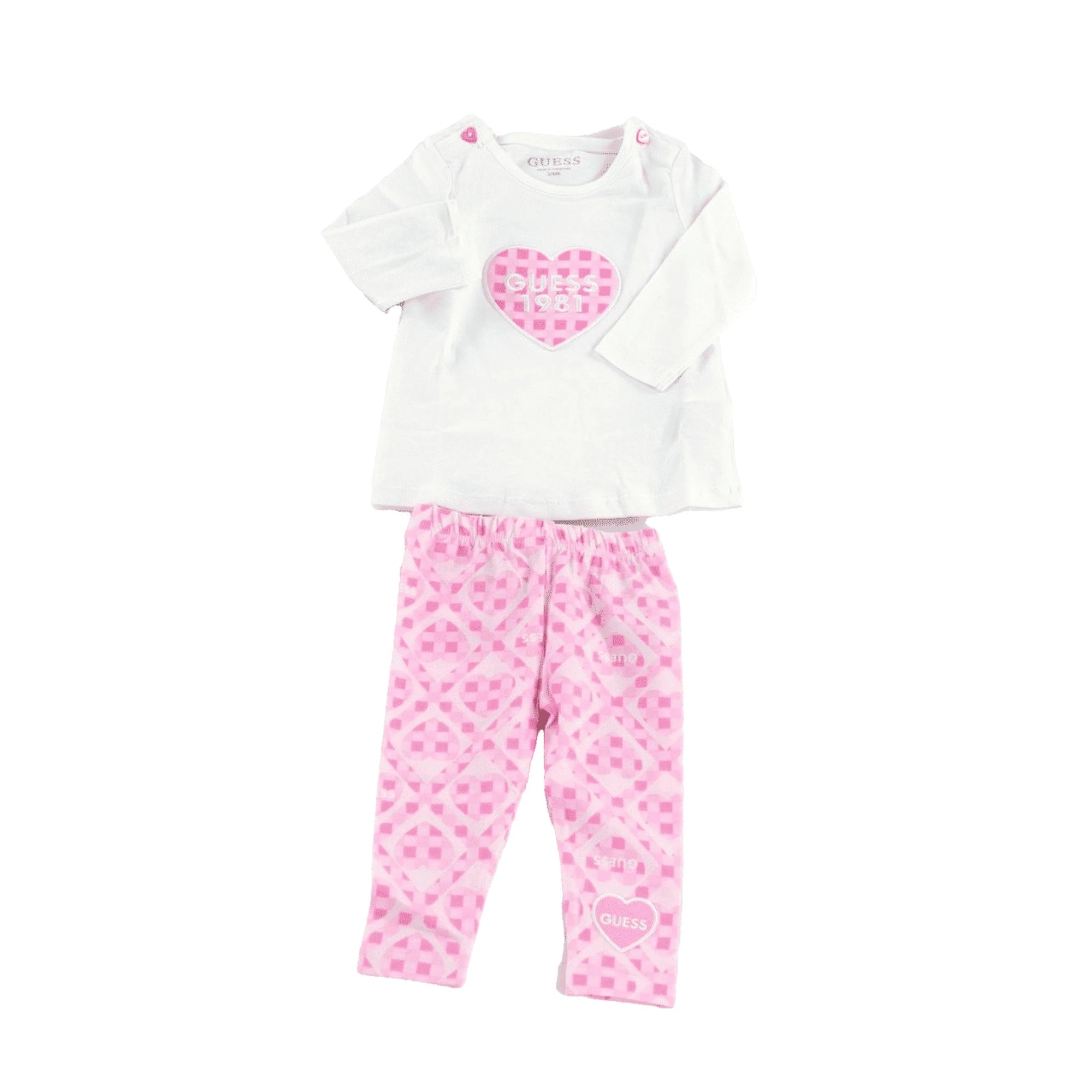 GUESS Set Maglia e Leggings da Bambina in Cotone Rosa