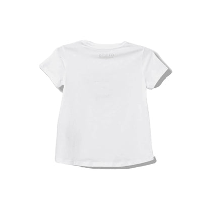 T-shirt Bianca Bambina Scritta Brillantinata