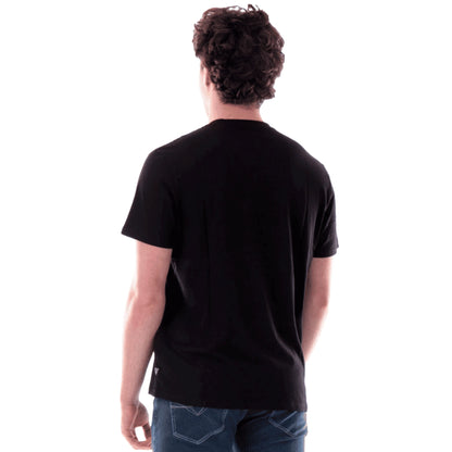 T-shirt Uomo Nera Maxi Stampa Cotone
