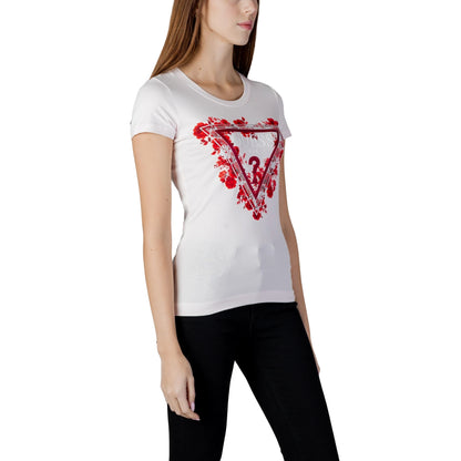 T-shirt Bianca Donna Con Triangolo Floreale 