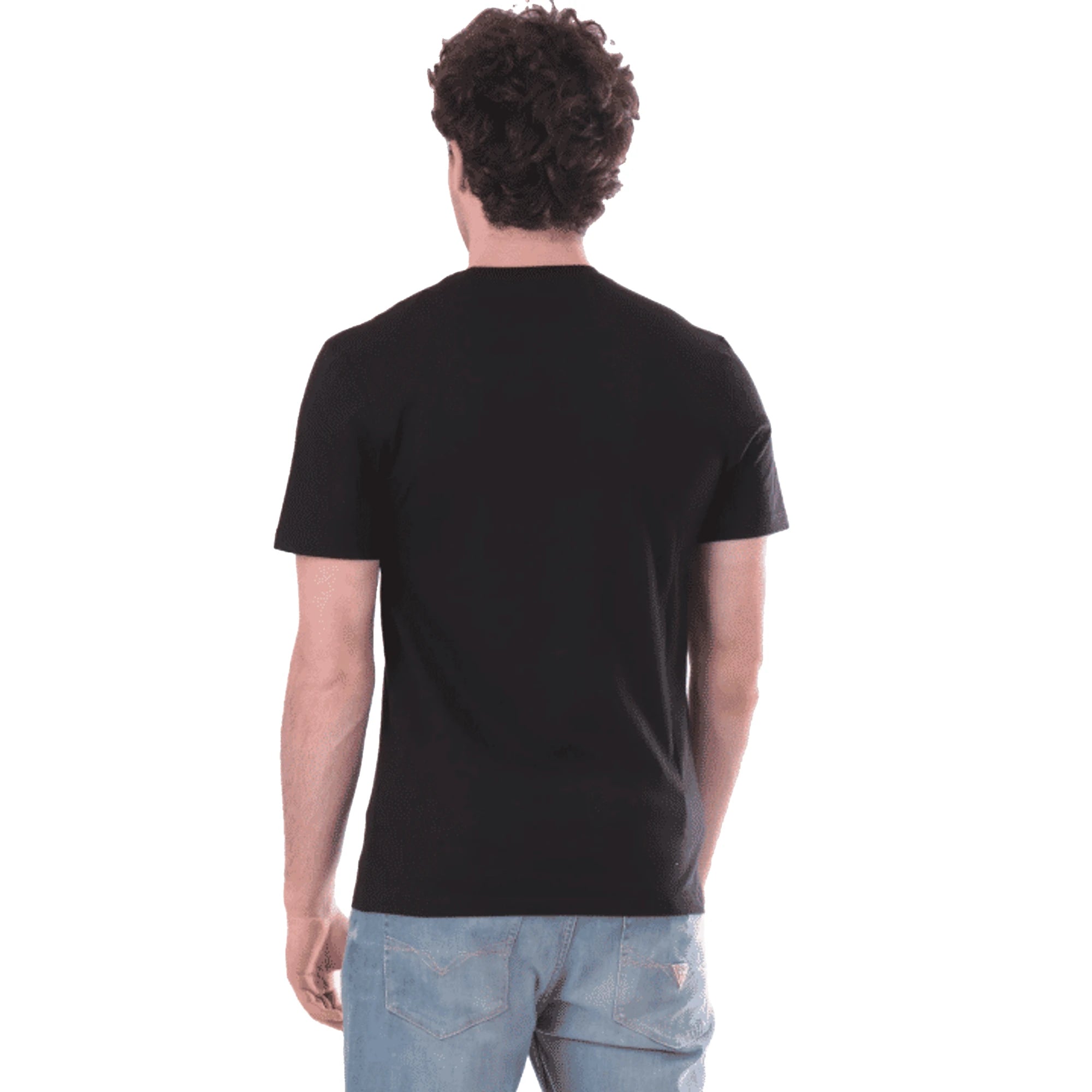 T-shirt Nera Uomo Cotone Scritta Slim