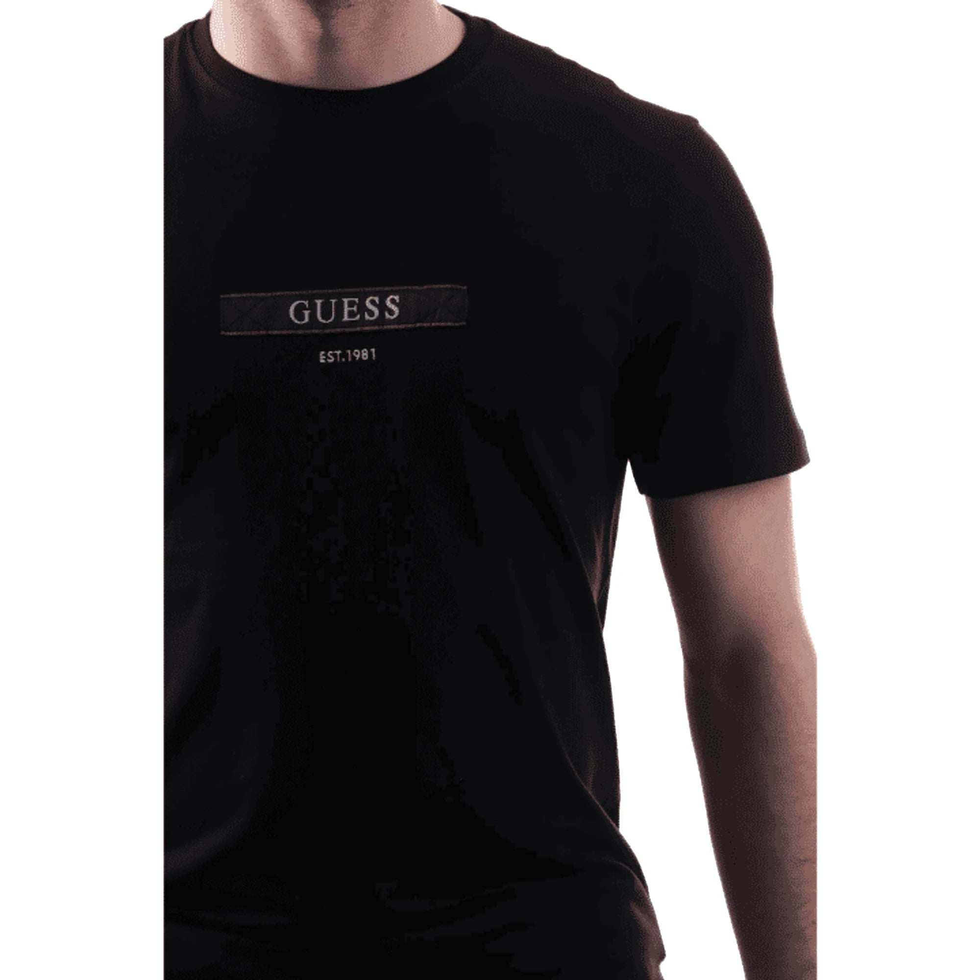 T-shirt Nera Uomo Cotone Scritta Slim