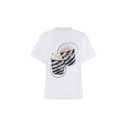 T-Shirt Donna Girocollo PopCorn con Perle e Strass