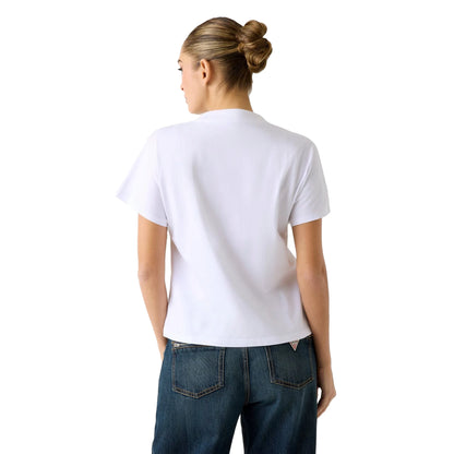 T-Shirt Donna Girocollo PopCorn con Perle e Strass