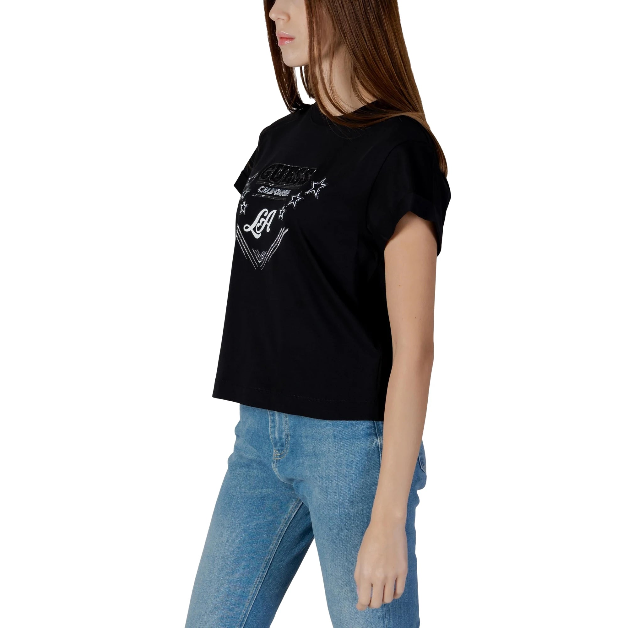 T-shirt Donna Nera SS CN LA STARS TEE 100% Cotone