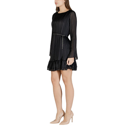 Vestito Midi LS ILENIA PLEAT DRESS Elegante Nero