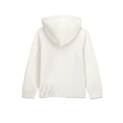 Felpa Bambina con Cappuccio e Zip Bianca e Rosa