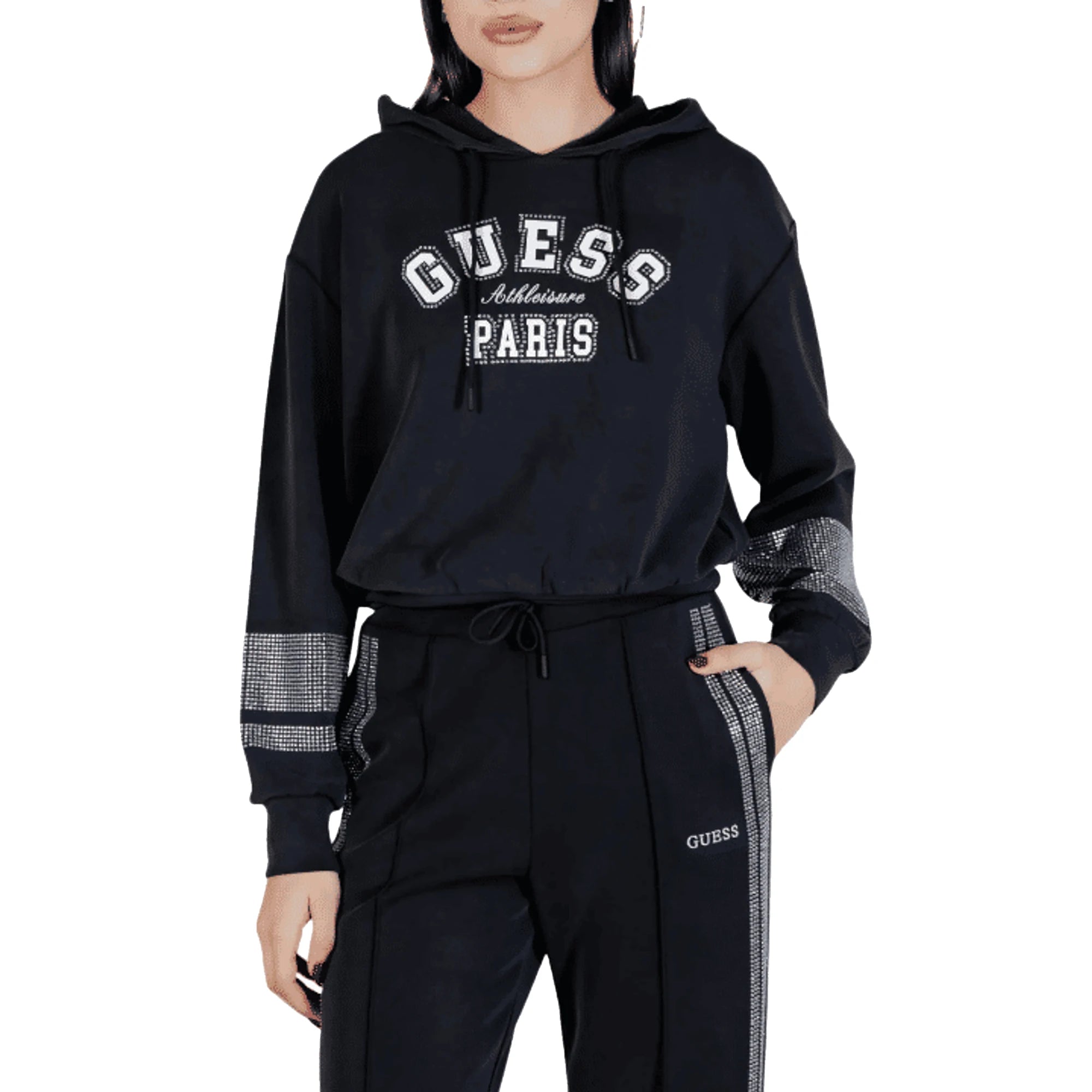 Felpa Donna con Cappuccio Nera Active
