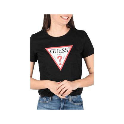 T-Shirt Donna Nera Logo frontale in Cotone