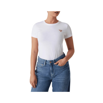 T-Shirt Donna Bianca Cotone Logo Frontale