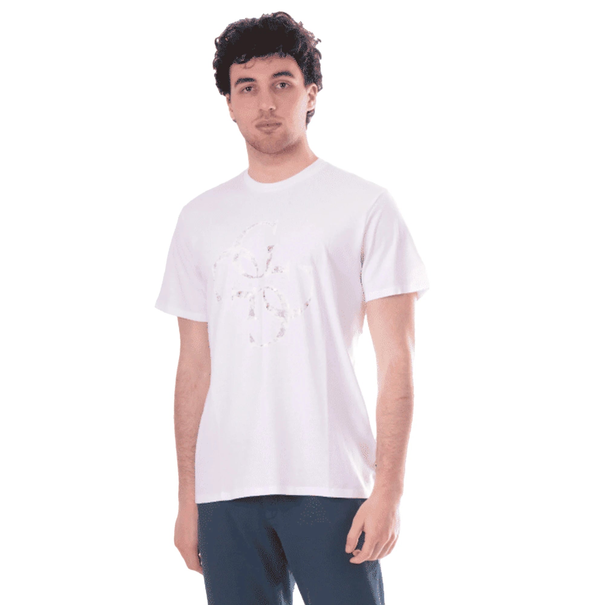 T-shirt Uomo Cotone Maxi Logo Bianca