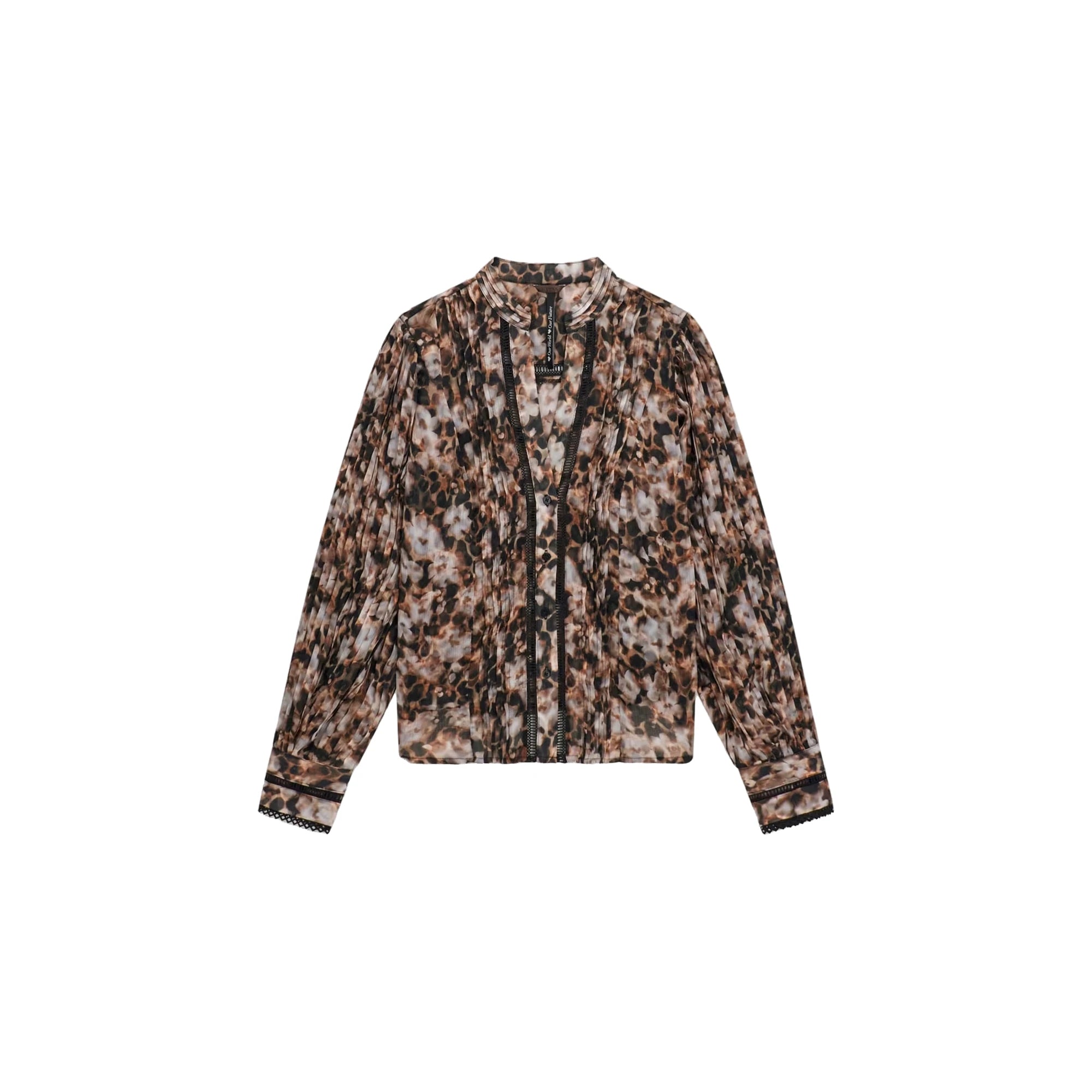 GUESS Blusa Chiffon Stampa Animalier con Scollo a V