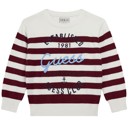 Maglione da bambino a righe in cotone biologico con logo ricamato 
