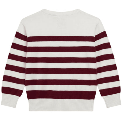 Maglione da bambino a righe in cotone biologico con logo ricamato 