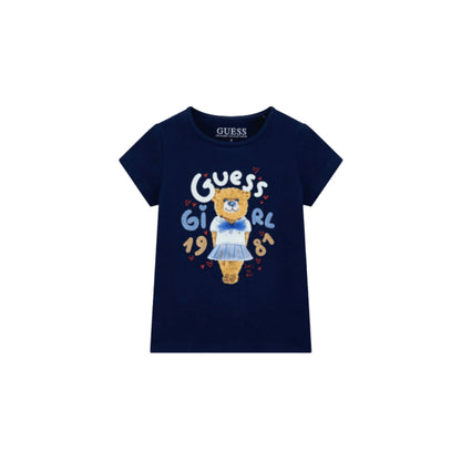 GUESS T-shirt da Bimba con Stampa Logo Glitter in Cotone Elasticizzato
