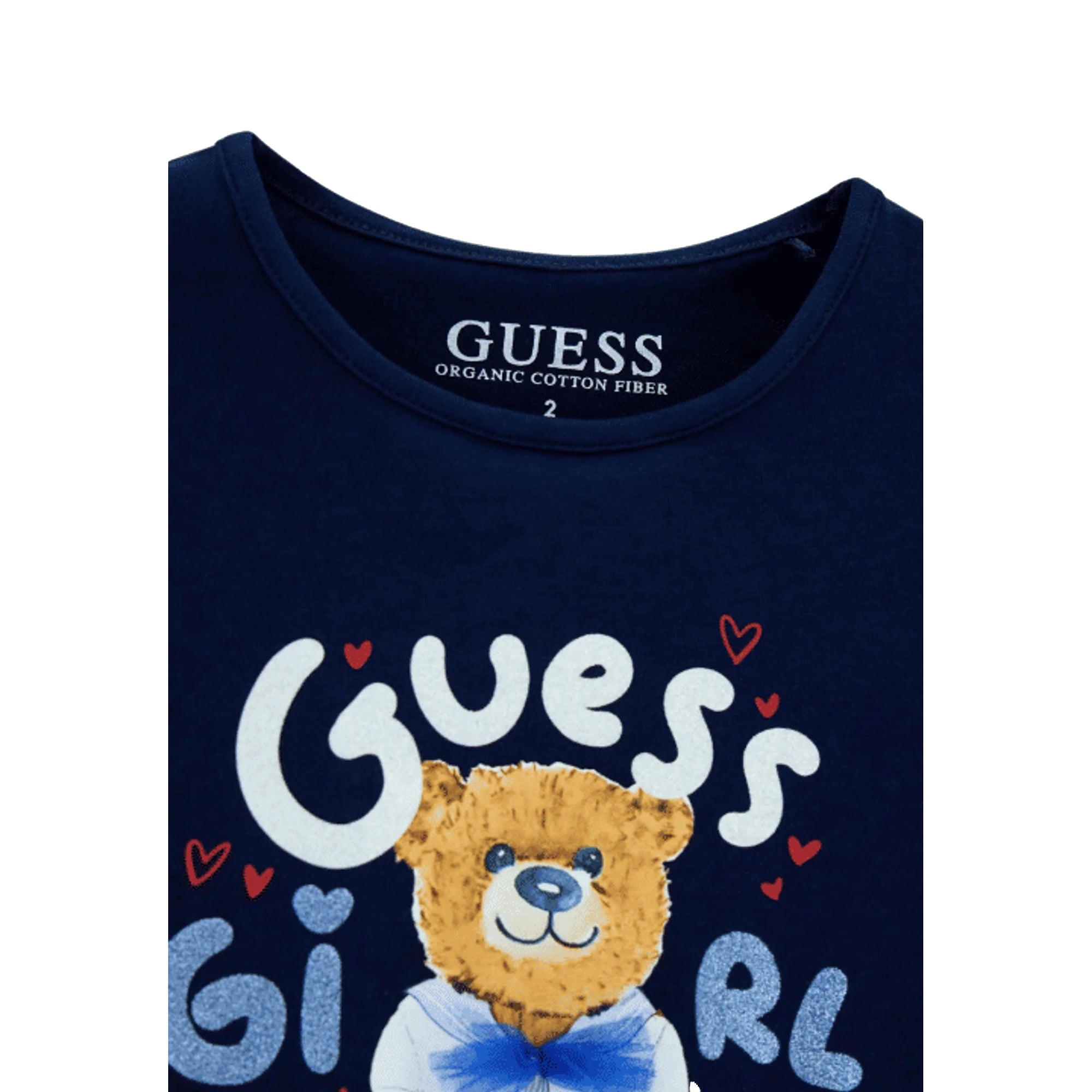 GUESS T-shirt da Bimba con Stampa Logo Glitter in Cotone Elasticizzato