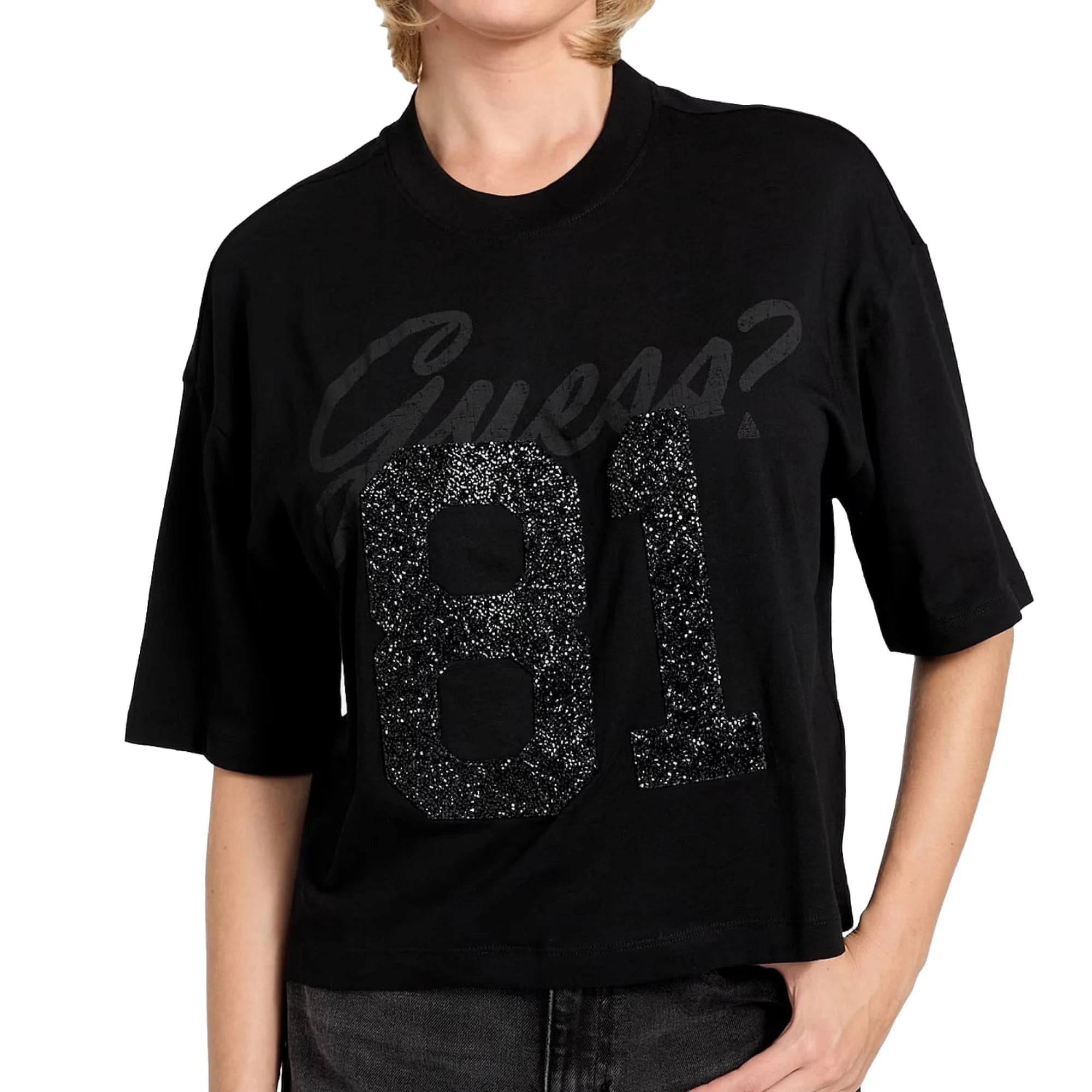 GUESS T-shirt da Donna Oversize in Cotone Biologico con logo
