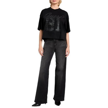 GUESS T-shirt da Donna Oversize in Cotone Biologico con logo