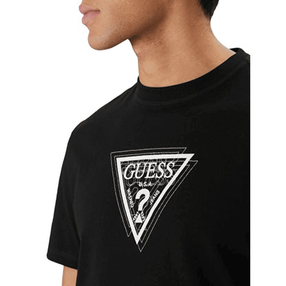 GUESS T-shirt da Uomo in Cotone Jersey con Logo Triangolo
