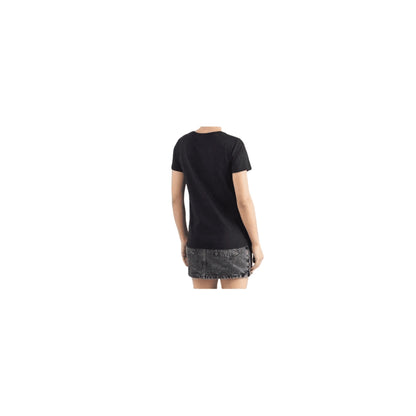 GUESS T-Shirt Corta Stampa a Strass da donna