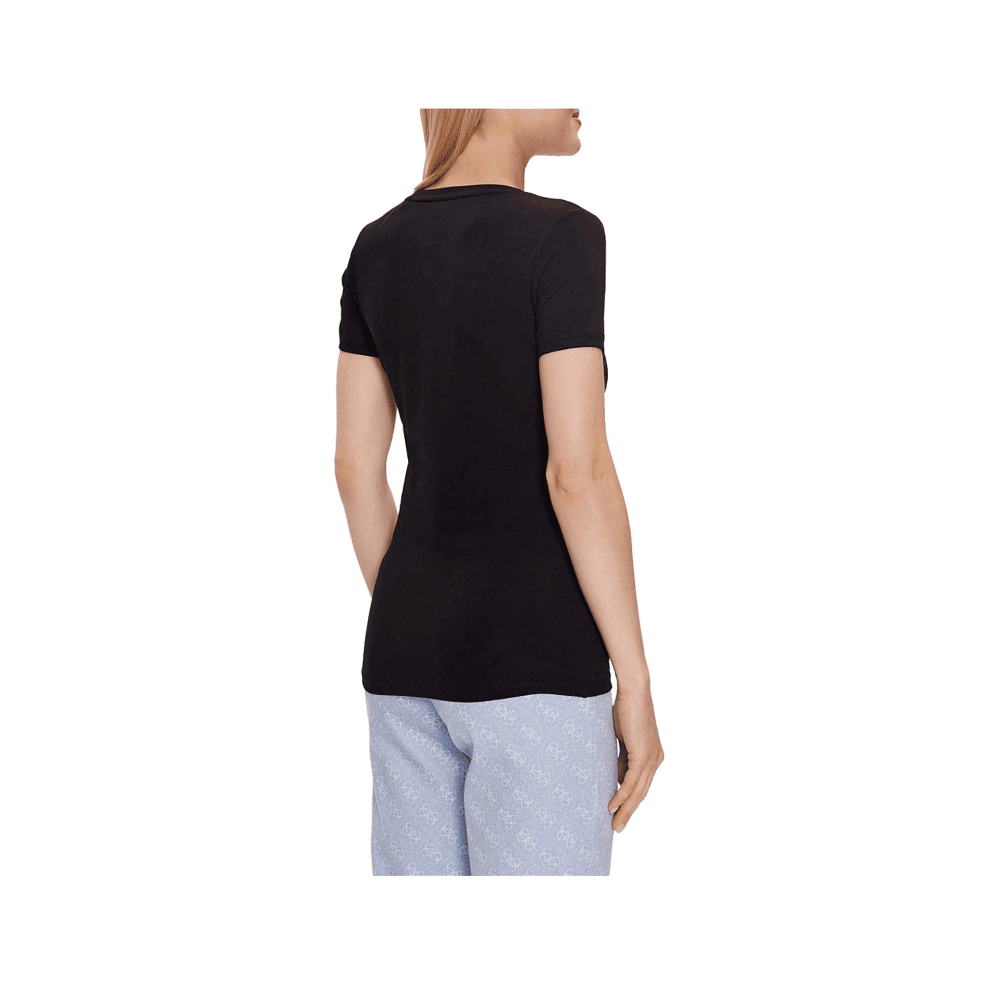 GUESS T-Shirt Nera da Donna in Cotone con Logo