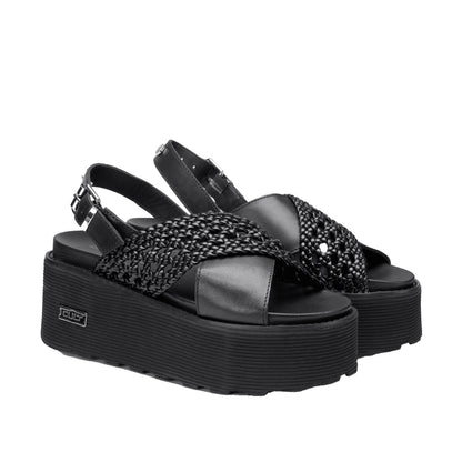 CULT Nancy Sandali Platform Pelle Nera Donna