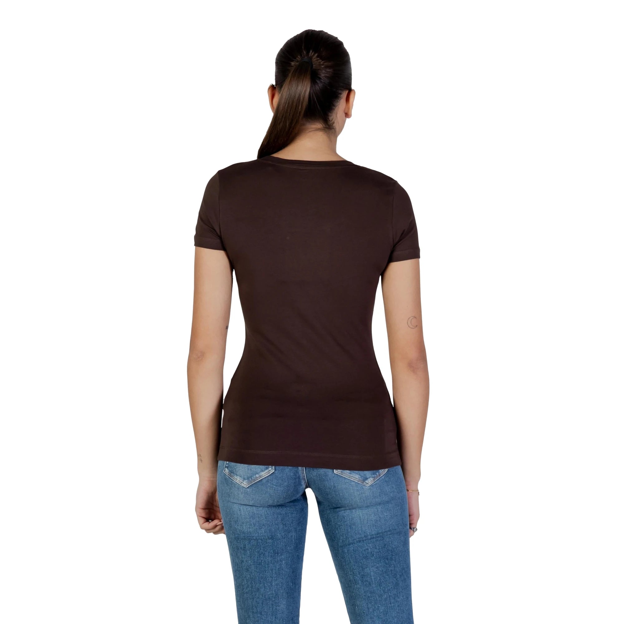 GUESS T-shirt da Donna LEO TRIANGLE TEE in Cotone Marrone